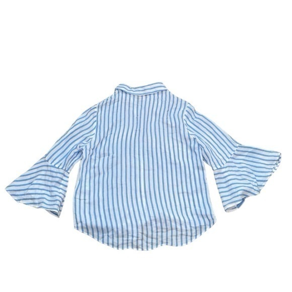 Lilly Pulitzer Lysa Tie Front Blue White Stripe Button Down Shirt - Picture 10 of 11